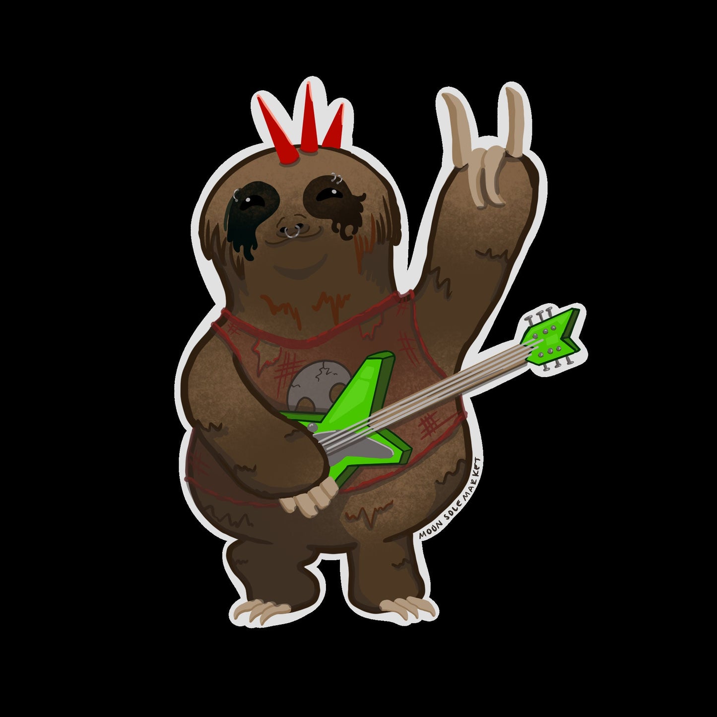 Sloth Sticker| Sloth Rock Sticker| Handmade| Digital Art| Matte Vinyl Sticker| 4 inch Sticker