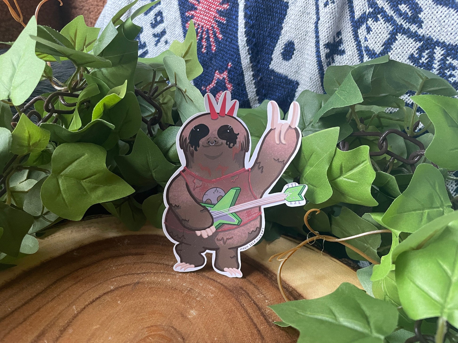 Sloth Sticker| Sloth Rock Sticker| Handmade| Digital Art| Matte Vinyl Sticker| 4 inch Sticker